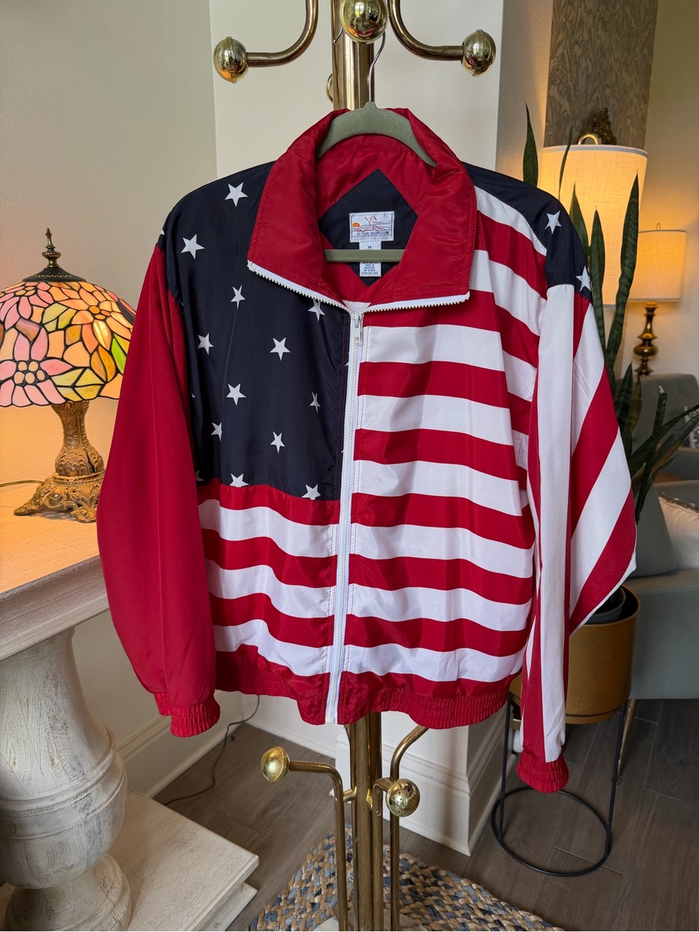 Vintage American Flag Windbreaker Jacket - Active Horizon